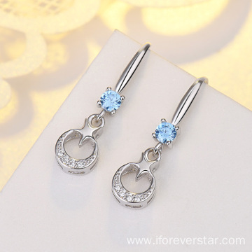 Silver 925 Moon And Star Earrings